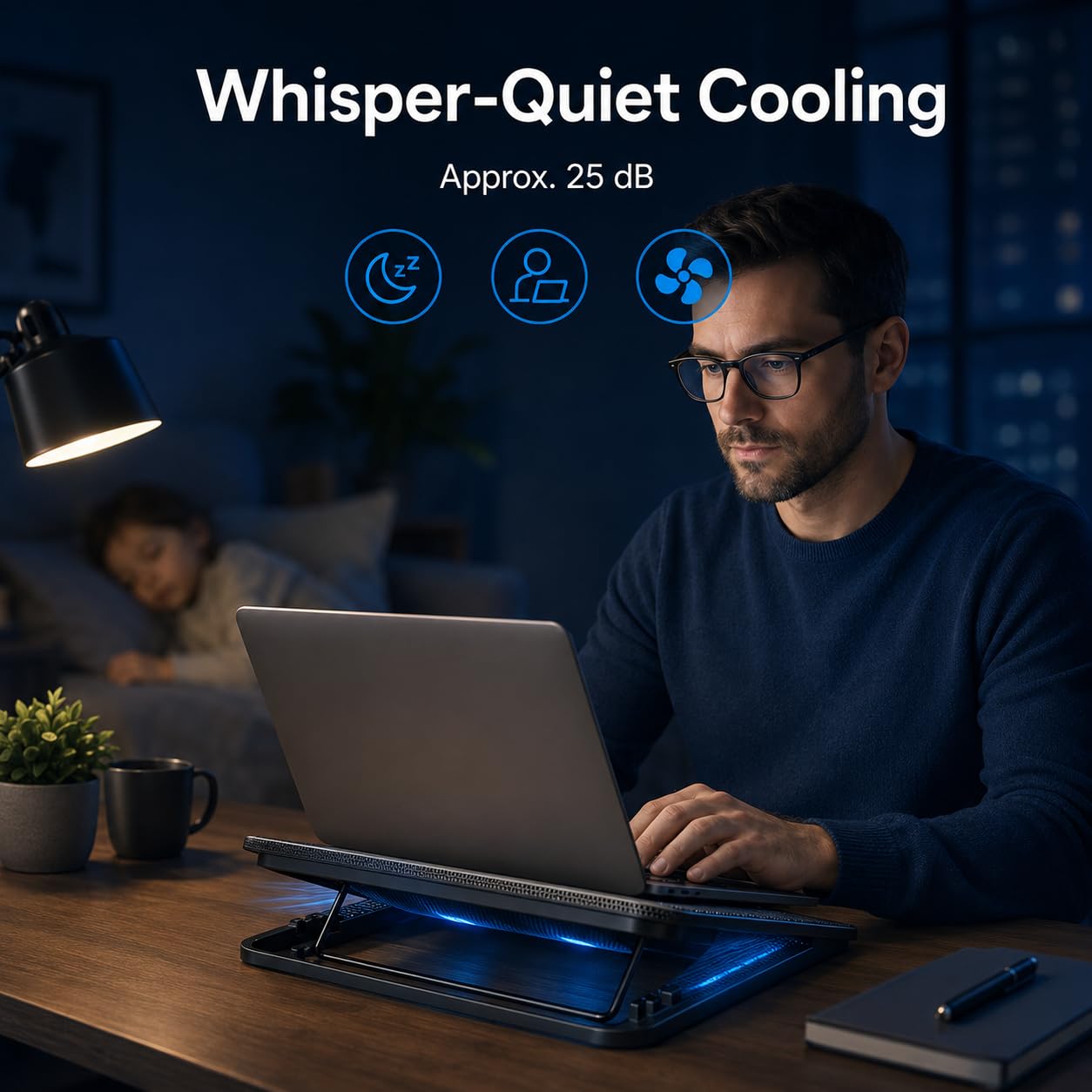 Almohadilla de refrigeración para laptop, 6 ventiladores, soporte de 4