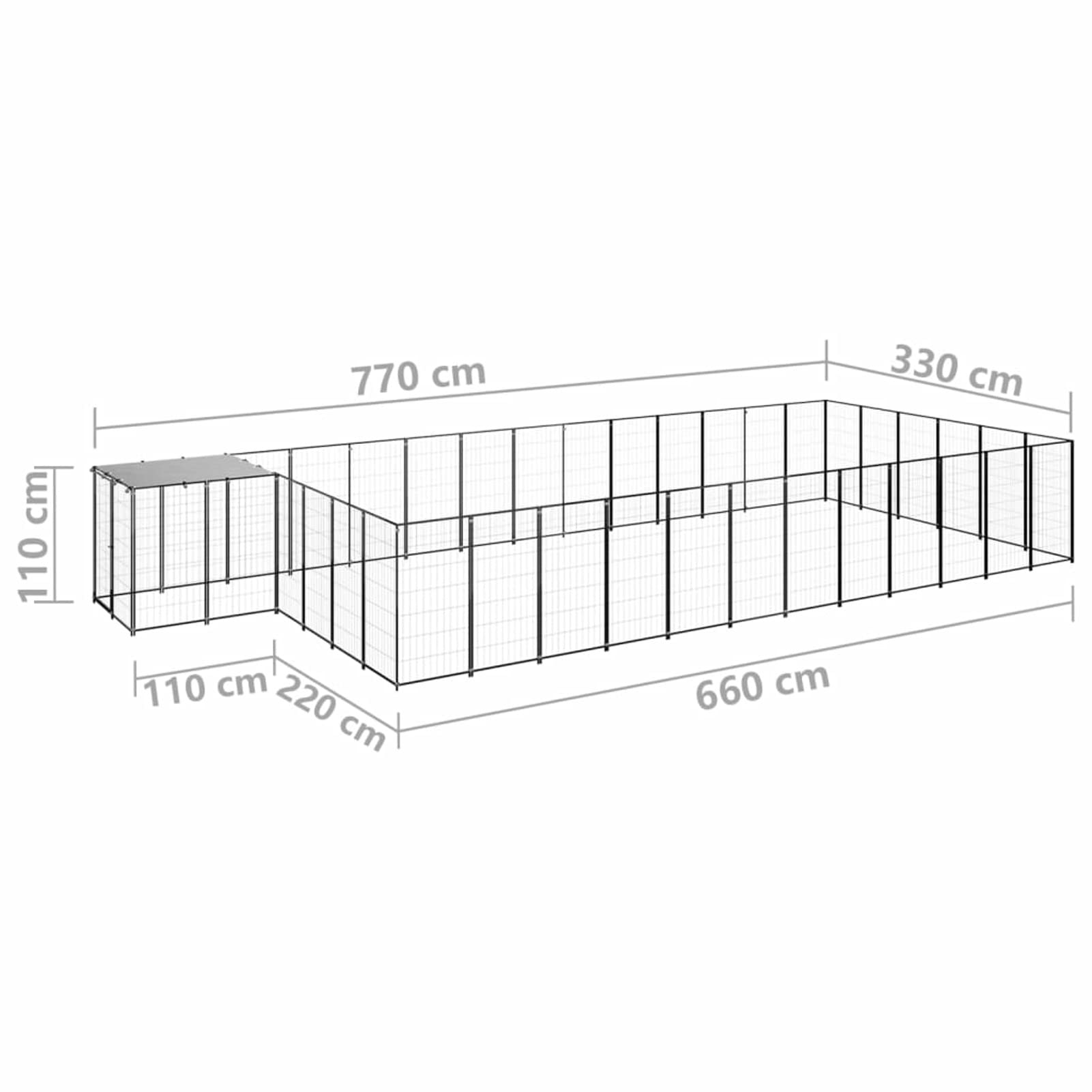 ZEYUAN Gabbia per Cani da Esterno Recinto per Cani Recinto per Cani da Esterno Gabbia Cane Gabbia per Cani Gabbia per Cani Nera 22,99 m² in Acciaio