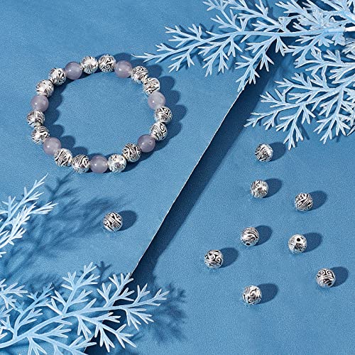Image of PandaHall Elite - 60 x 8 mm Tibetan Antique Spacer Beads Round Spacer Beads Alloy Beads for Jewellery Making Necklace Bracelet Silver