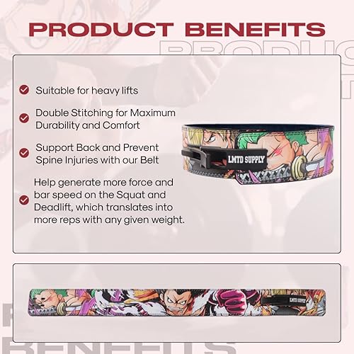 Miniatura 7 de Cinturón de palanca de anime, cinturón de levantamiento de pesas, cinturón de gimnasio de levantamiento de pesas para peso muerto, sentadillas,