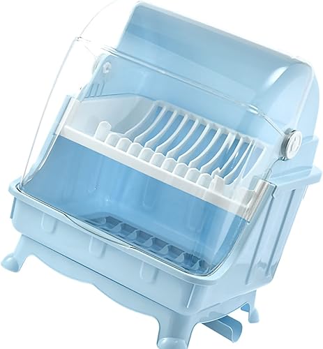 Miniatura 5 de Escurridor de platos, soporte para secadora de botellas con tapa de cubierta y escurridor extraíble, soporte para utensilios y tazas para encimera