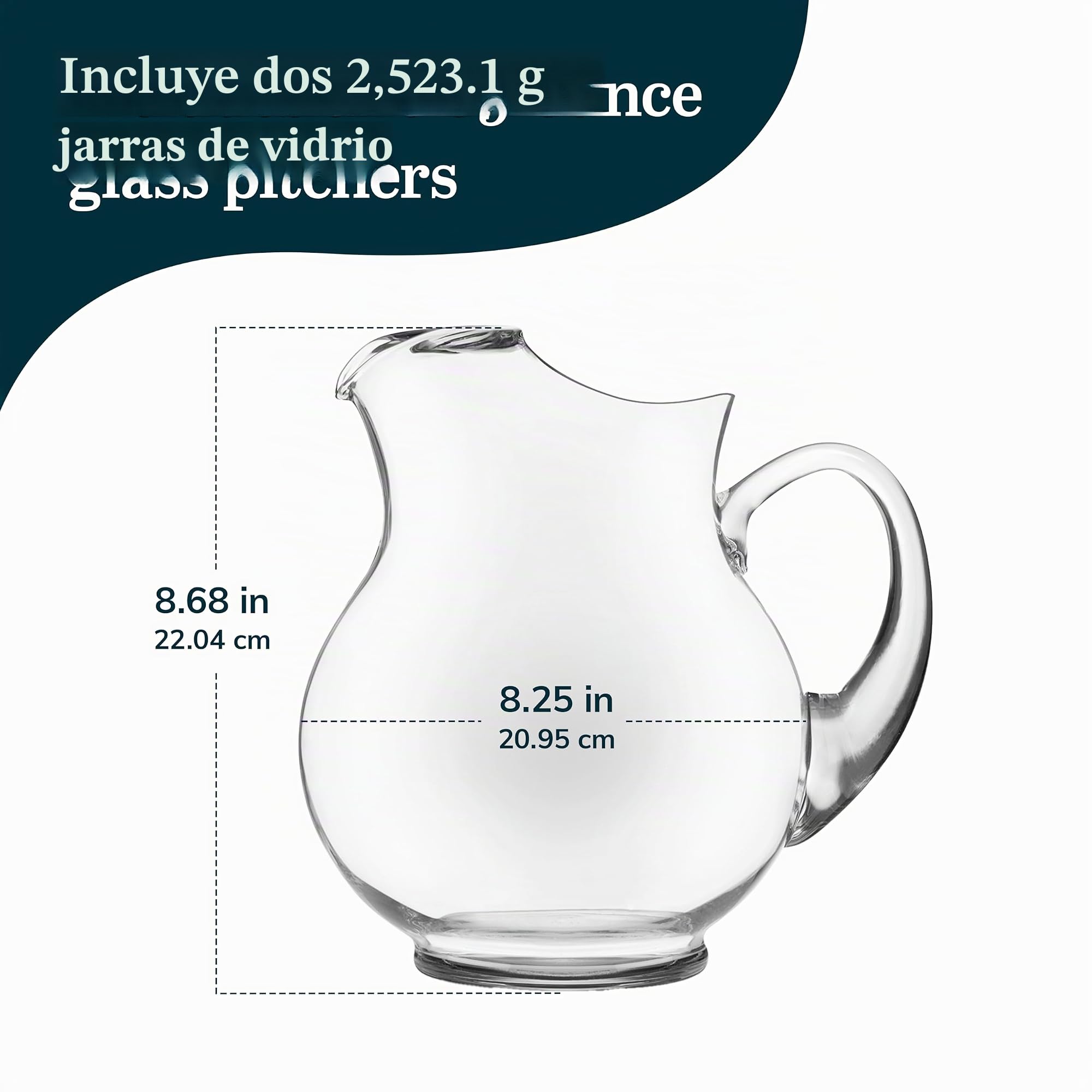 Libbey Acapulco - Juego de 4 vasos de cristal, vidrio, Juego de 2 jarras (89.5 oz), 89.5 oz