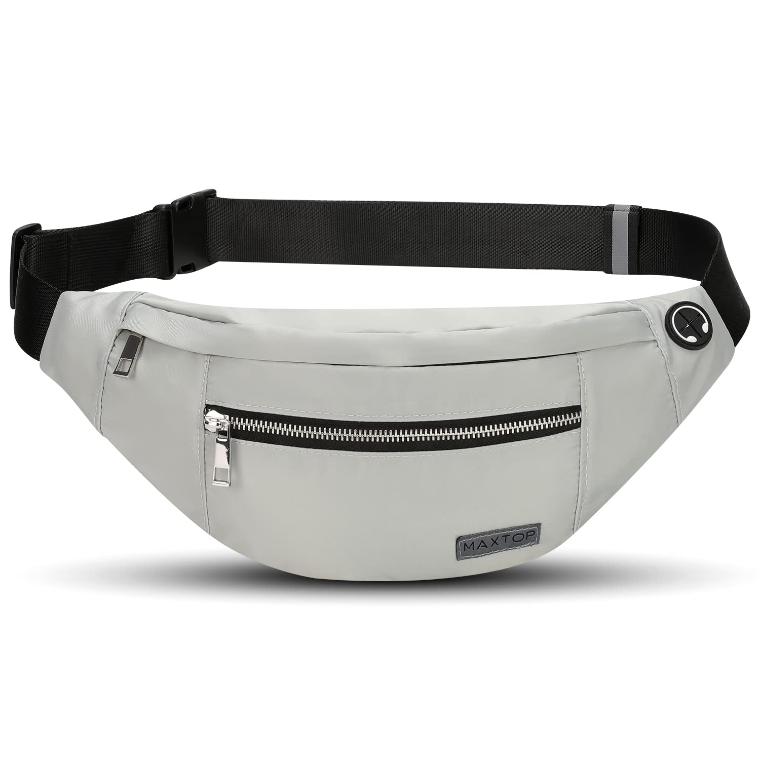 MAXTOP Marsupio Uomo Donna Unisex, Marsupio Impermeabile, con Jack per Cuffie e 4 Tasche con Cerniera, Cintura Regolabile per Allenamento all'aperto, Escursionismo