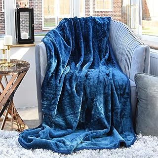 EVELYN LIVING DOUBLE - PURPLE LUXURY FAUX FUR MINK THROW SOFT WARM FLEECE BLANKET DOUBLE KING SINGLE SOFA BED