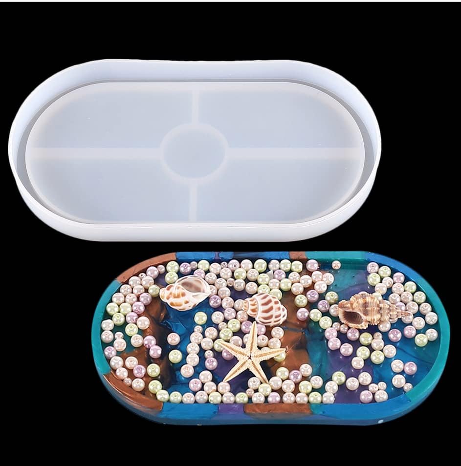 Miniatura 2 de Molde ovalado de silicona de cristal, cenicero de bricolaje, bandeja de yeso de cemento, molde de polígono de resina epoxi, decoración artesanal de