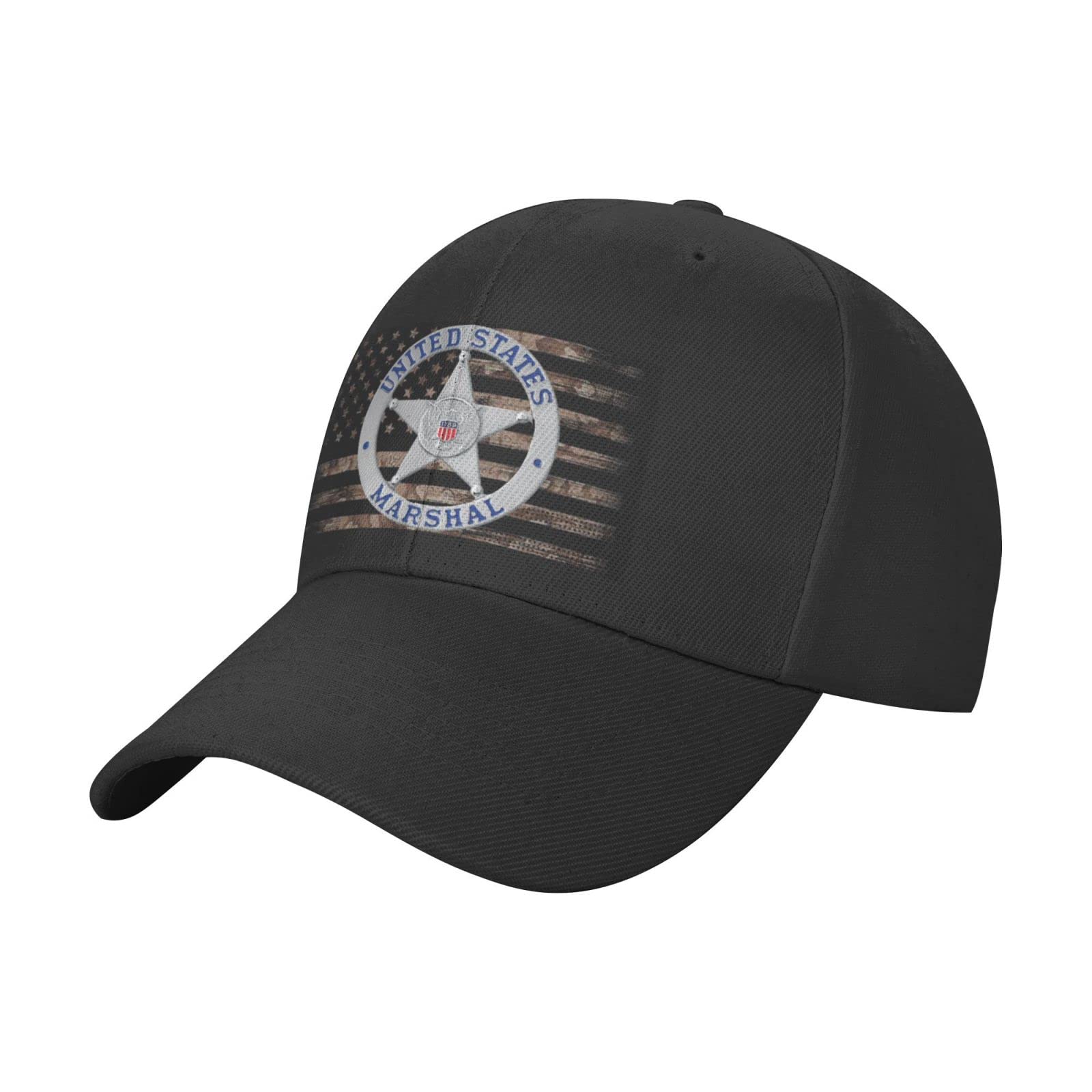 US Marshal Badge Adjustable Cotton Peaked Cap Available for Men Women Black