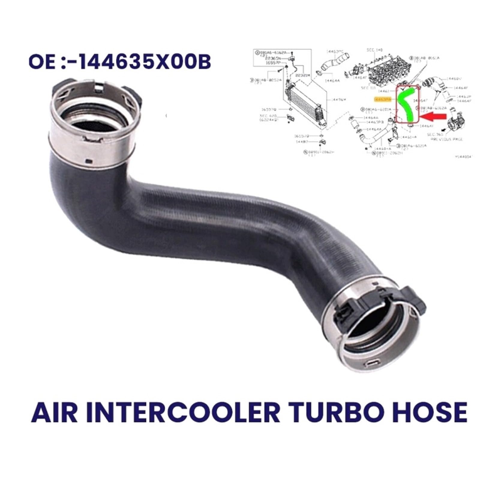 Przewód turbosprężarki Rura wąż chłodnicy powietrza doładowującego turbosprężarkę czarna 144635X02B 144635X04B 144635X00B Do do Nissan NP300 Navara Pathfinder III