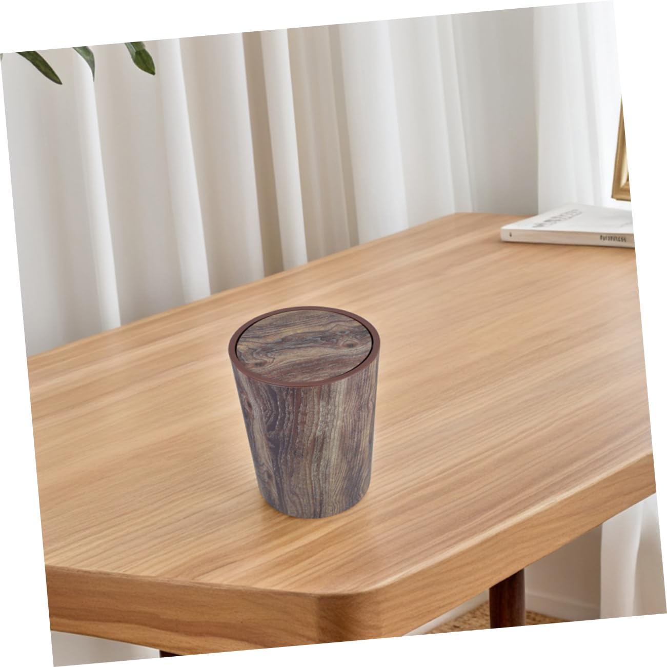 VICASKY Cestino Spazzatura in Plastica Pp Grande Capacità Design Venature del Legno Vintage Cestino per Carta Straccia Adatto per Bagno Cucina Ufficio e Camera da Letto