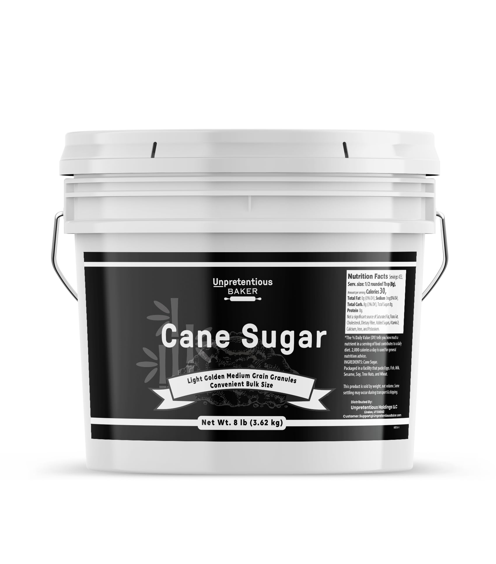 Unpretentious Cane Sugar, 1 Gallon Bucket, Kitchen Baking Staple, Granulated