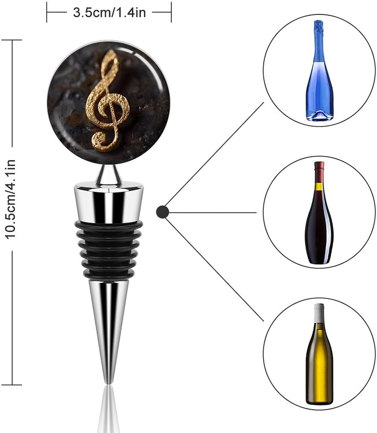 Music Note Wine Stopper Metal Wine Bottle Stopper Cute Decorative Bottle Sealer Reusable Vacuum Beverage Preserver Leak Proof Wine Corks Ideal Wine Saver Accessory Gift