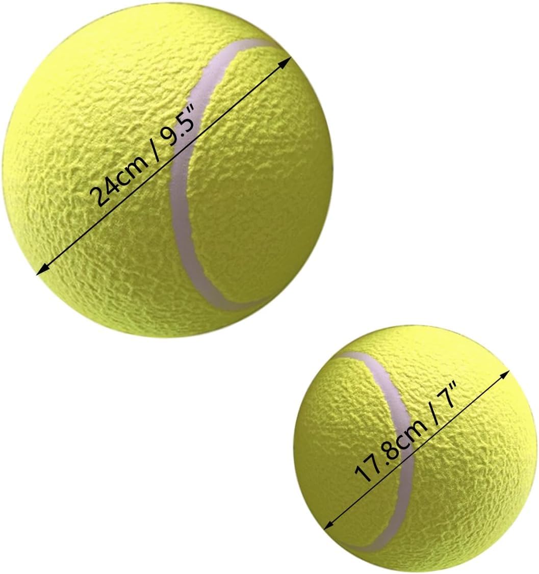 Young Wolf 4PCS Big Tennis Ball with Pump for Dogs 9.5" and 7" Inflatable Giant Tennis Balls Large Pet Toys Ball Funny Outdoor Sports - Image 2