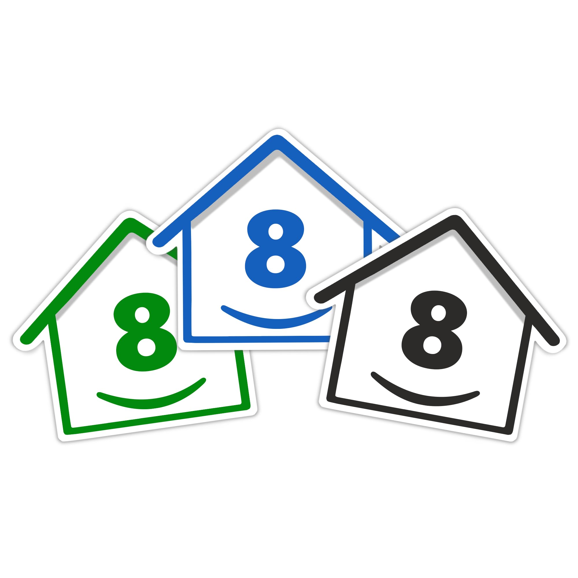 3 x Bin Numbers for Wheelie Bins, 1-99, 15cm ‘Happy House’ Colour Design Dustbin Stickers, Easy Application Stick On Number Stickers - Weatherproof Self Adhesive Vinyl – Blue, Black and Green (14) — view 51