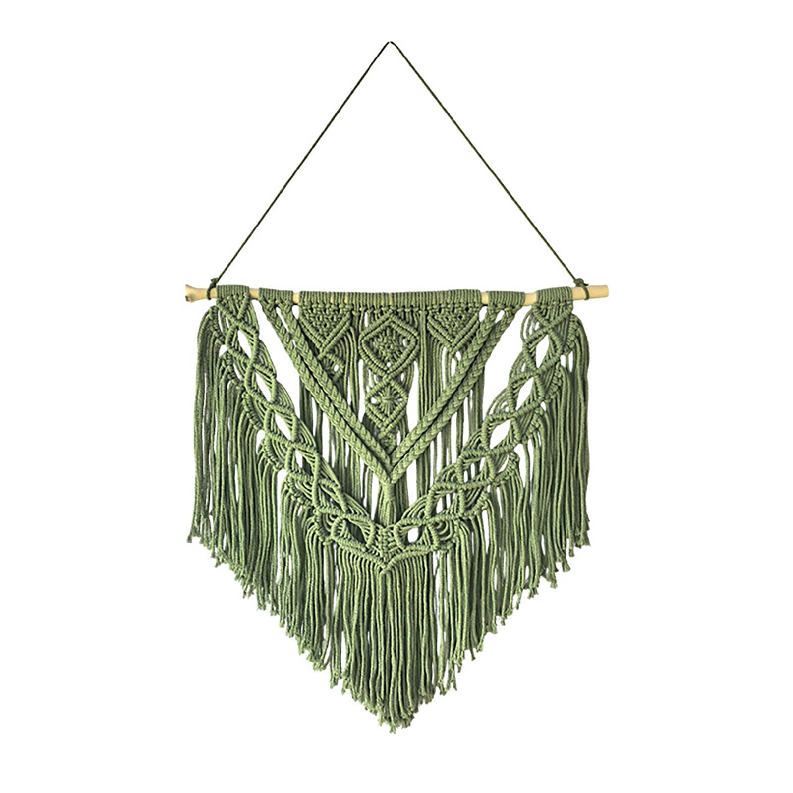 TaLcuS Modern Bohemian Feather & Leaf Woven Tapestry – Chic Yarn Tassel Wall Decor, Handmade Macrame Gift for Living Room, Bedroom, Apartment Dorm(A1)
