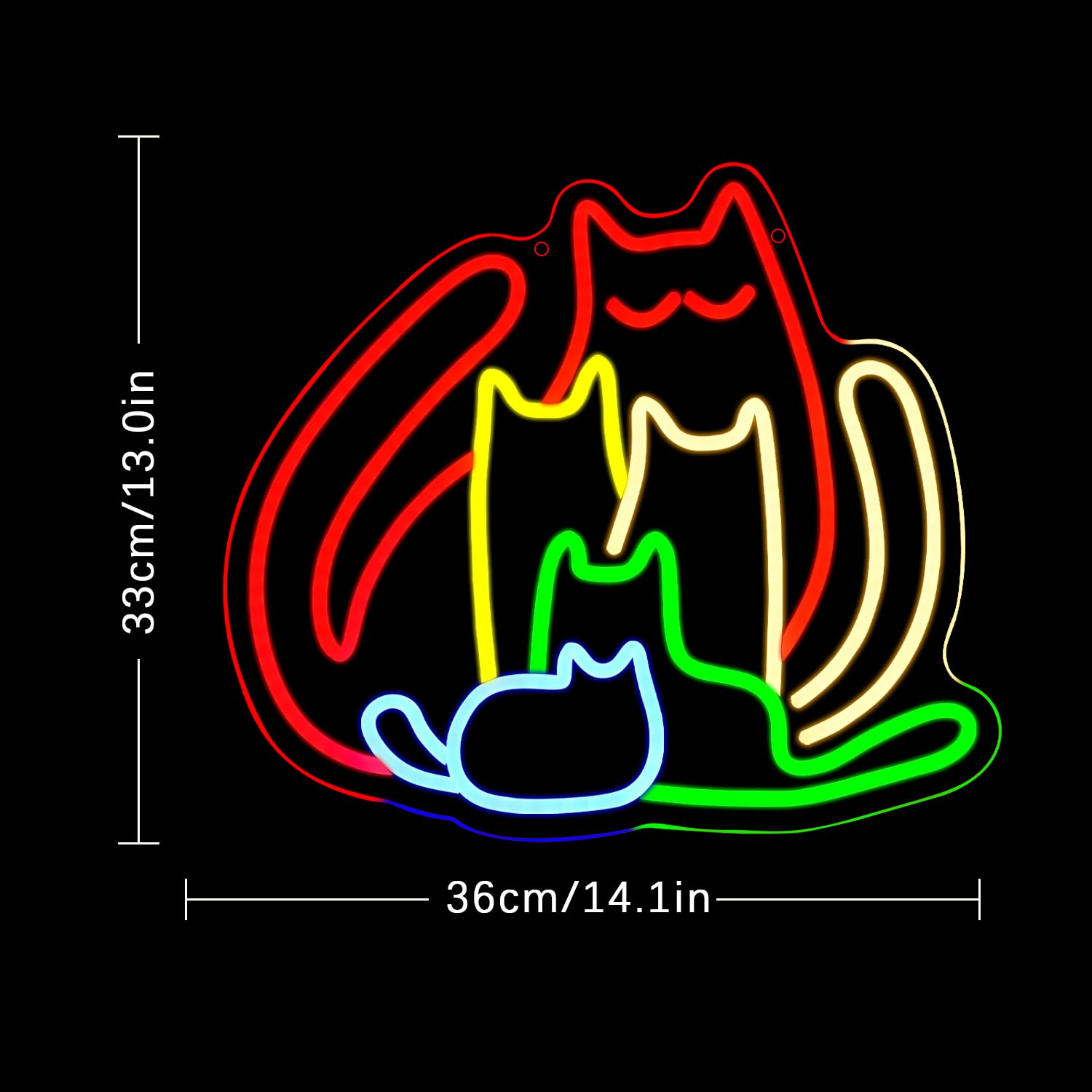 Bunte Katzen Neon Schild Rainbow Cat LED Schild Tierform Leuchtreklame Dimmbare Leuchtschild mit Tiermotiv für Schlafzimmer Männerhöhle Hausparty Wohnkultur