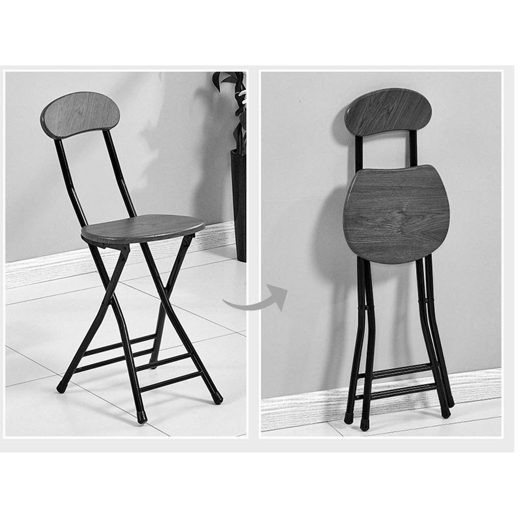 FRANKLIN Bar Stool With Backrest, Foldable, Black, Black,, 53 OFF