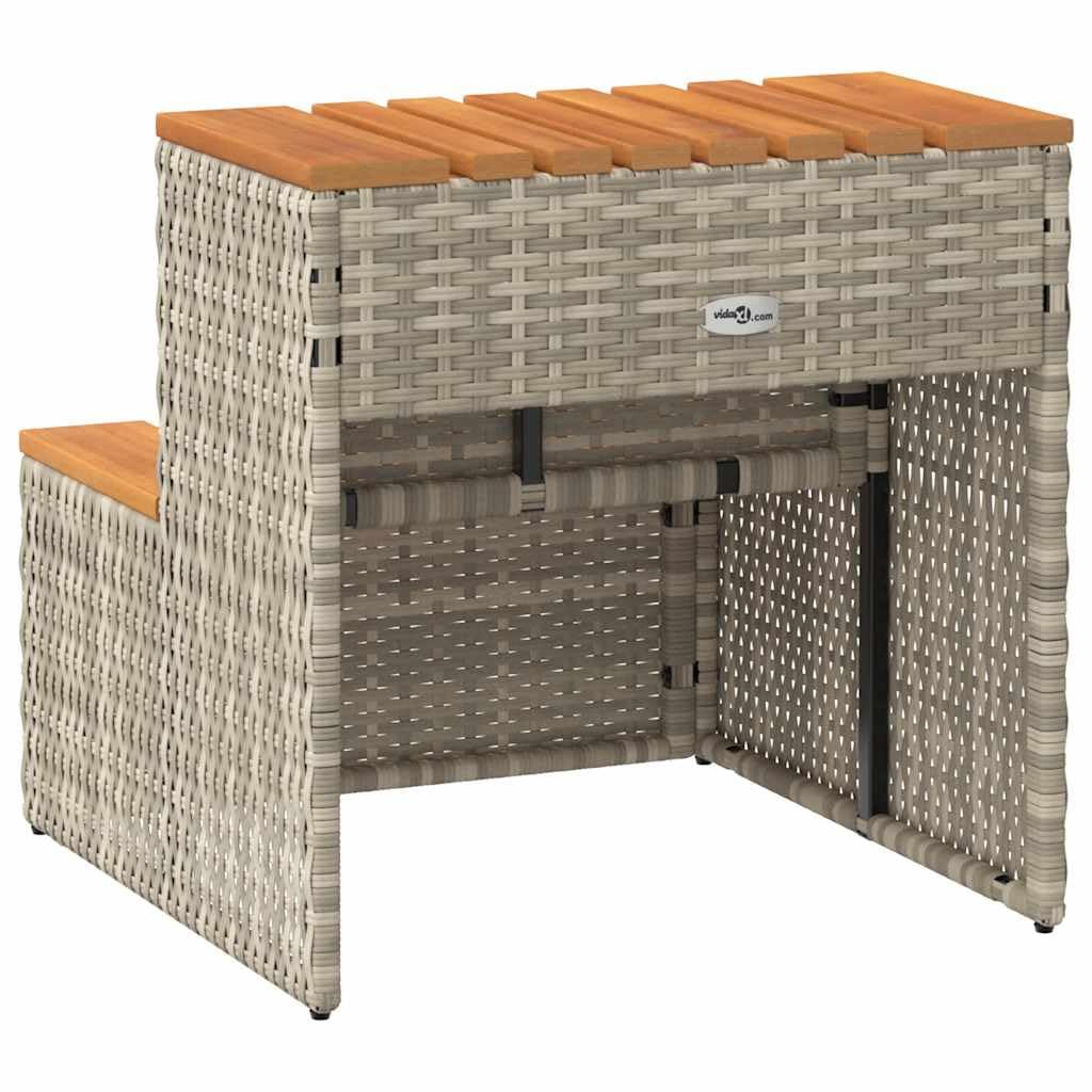 Escalier pour jacuzzi, gris clair, 50 x 50 x 50,5 cm, en polyrotin d'acacia massif, accessoire de piscine, jacuzzi, spa, avec pieds réglables, résistant aux UV