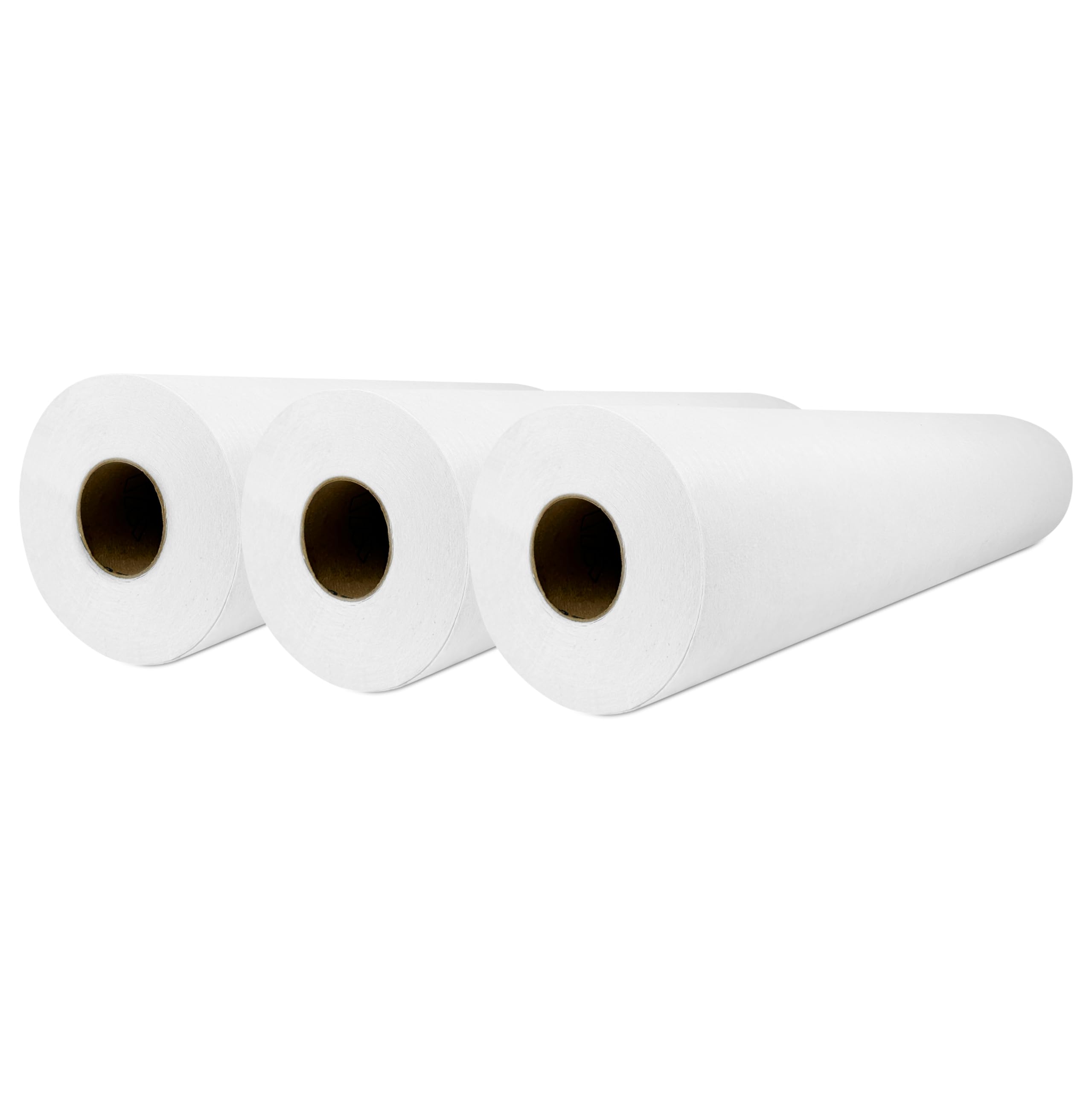 Papel Camilla Fiselina Extrasuave Precortado a 40 cm | Rollos de Papel Camilla Fabricados en Poliéster y Celulosa (Blanco, 3 Rollos)