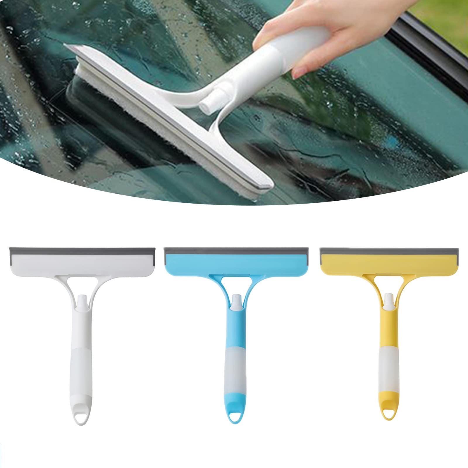 BIGJAK3 in 1 Car Window Cleaning Tool for Car Indoor Outdoor High Windows, 3pcs Hanldheld Window Squeegee with Water Spray, Shower Squeegee, Window Cleaning Tool for Kitchen Car and Mirrors