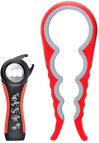 Miniatura 7 de Abrelatas para personas mayores con artritis, abridor de tarros para manos débiles, abridor de botellas 5 en 1, abrelatas 4 en 1 (azul)