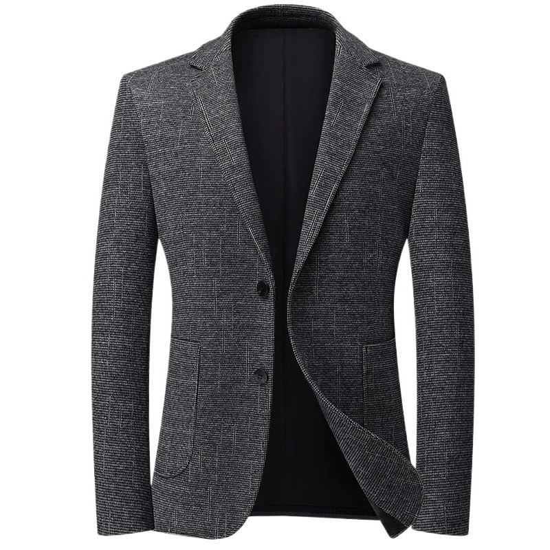Men's Gray Casual Blazer Classic Fit Two Button Sport Coat Notch Lapel Suit Jacket