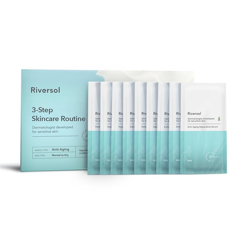Riversol Conjunto de Cuidados Faciais com 3 Etapas, Higienizador, Sérum com Vitamina C e Hidratante, Tamanho para Viagem