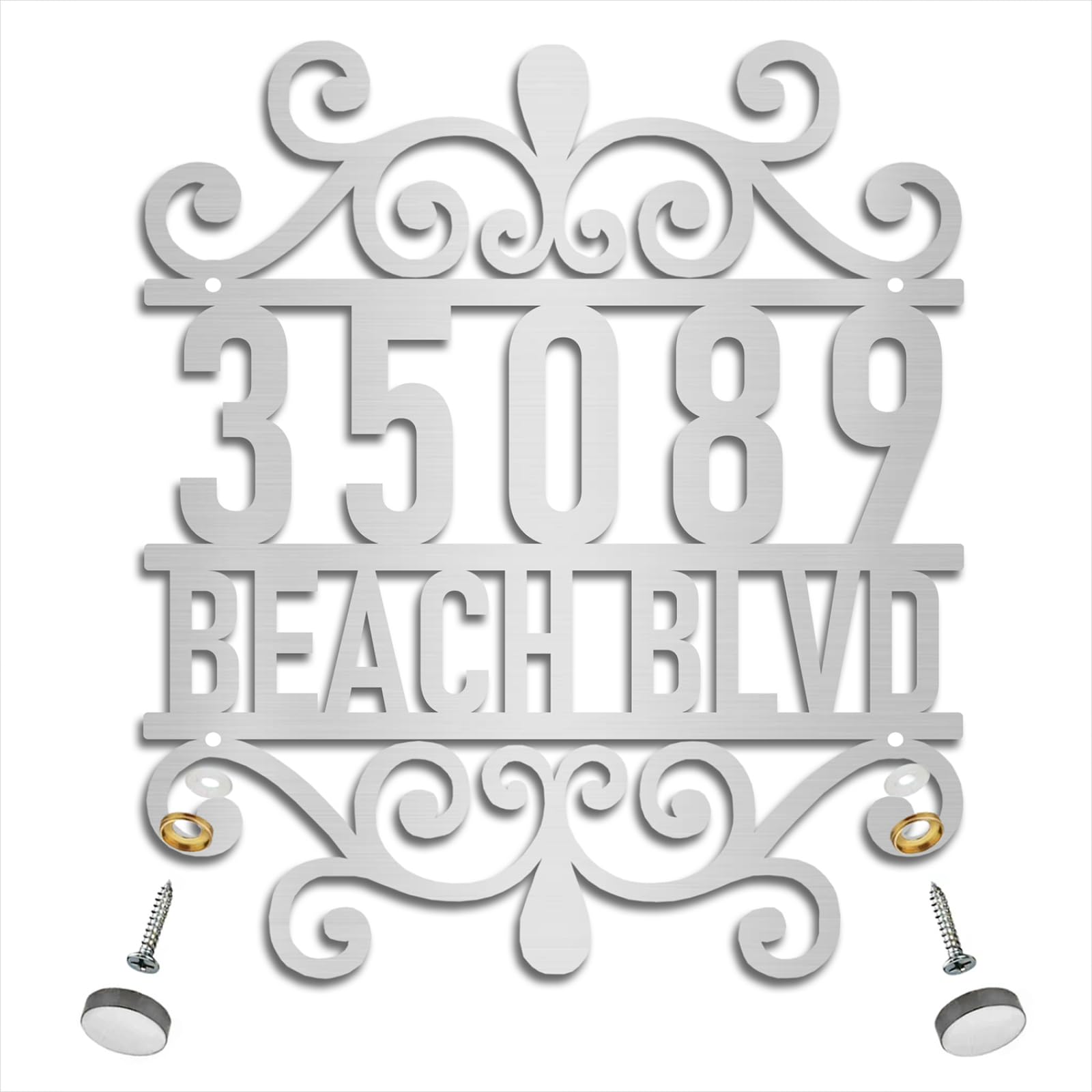 Moderne Adressschilder, Handgeschnitzt, Personalisierbar, Hausnummernschilder Aus Edelstahl, Hausnummernschild Für Haus, Wohnung, Garten, Straße Im Außenbereich,40cm* 45,6cm