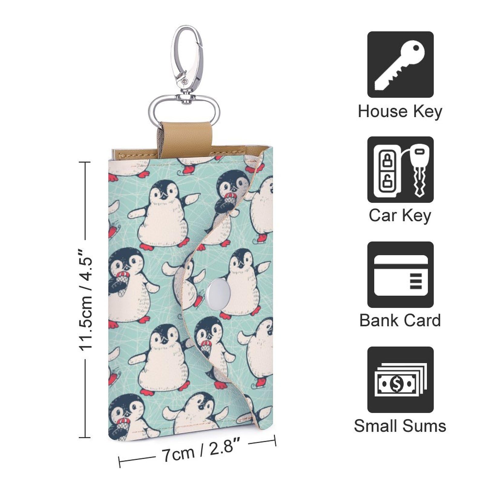 Amazon.co.jp: かわいい ペンギン キーケース 革 6連 カラビナ付き
