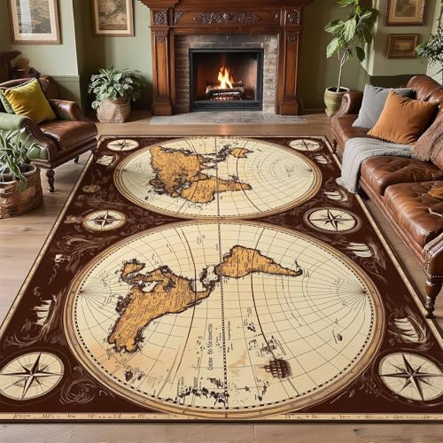 Tapete Vintage con Mapa Náutico 9' x 13' Rectangular miniatura 3