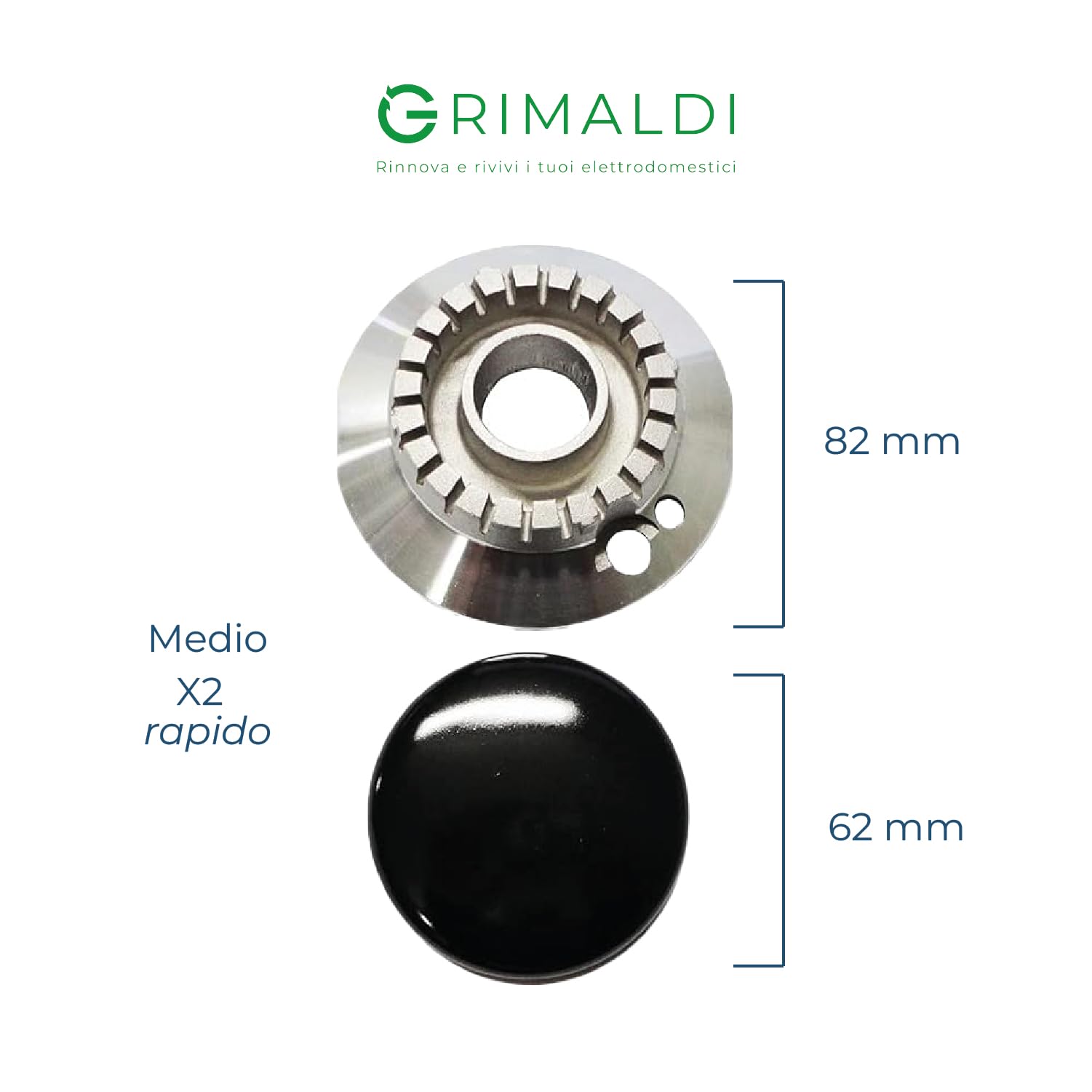 G GRIMALDI Kit 4 Bruciatori Compatibile SMEG 902001 Completi di Piattelli Spartifiamma per Cucina Piano Cottura 4 fuochi - Originale Made in Italy