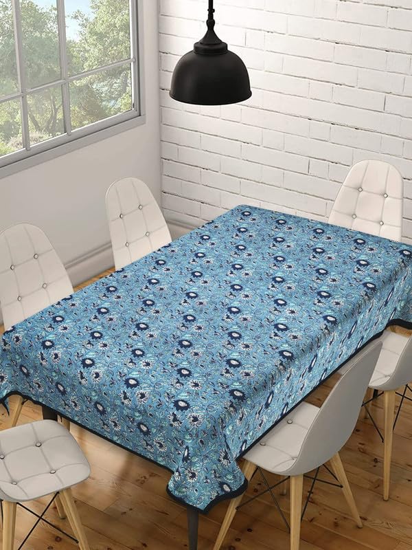 Buy INDHOME LIFE Cotton Rectangular Pack of 1 Blue Floral 6 Seater
