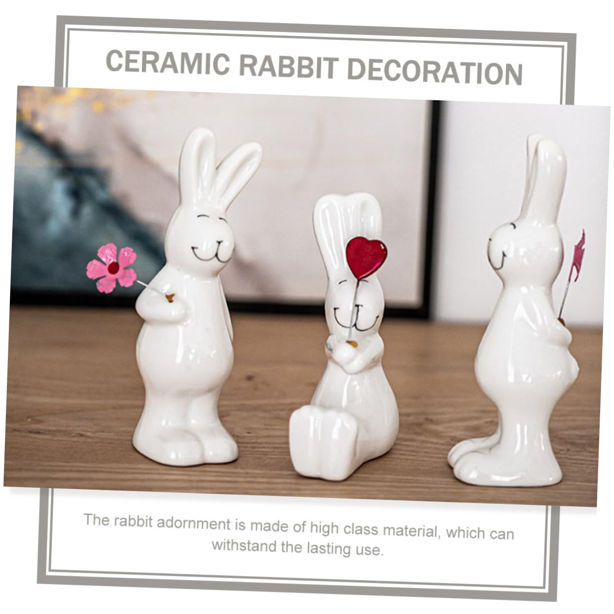 Cabilock 6pièces Décoration De Table Forme De Lapin Statue Décorative Céramique Accessoire De Photographie pour Maison Et Bureau