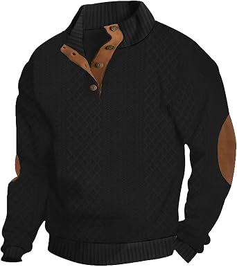 Mens Corduroy Shirts - Long Sleeve Henley Sweatshirts & Pullover Casual Shirts