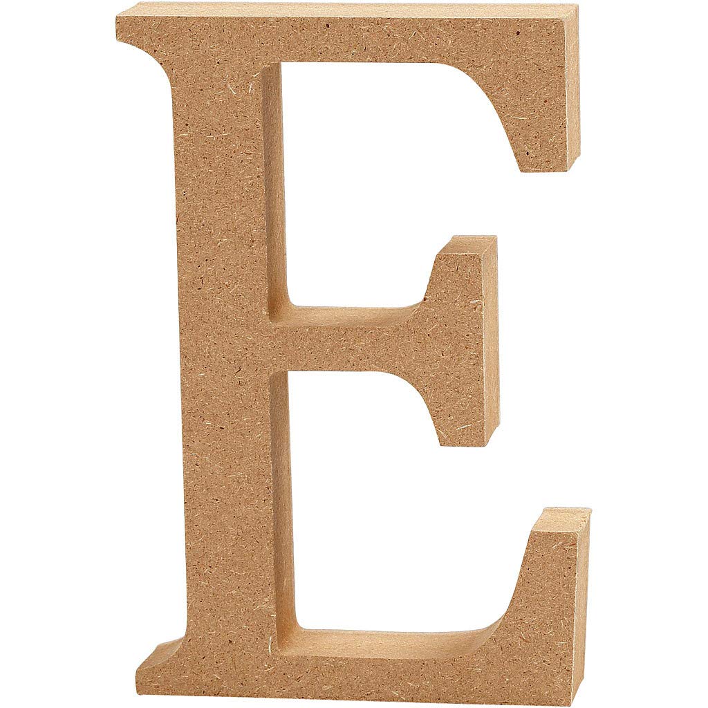 AmericanElm Unfinished MDF English Upper Case Alphabets E Cutouts for DIY Art and Craft Work (E_H x Thick -6 in x 11mm, 6 Inch, brown)