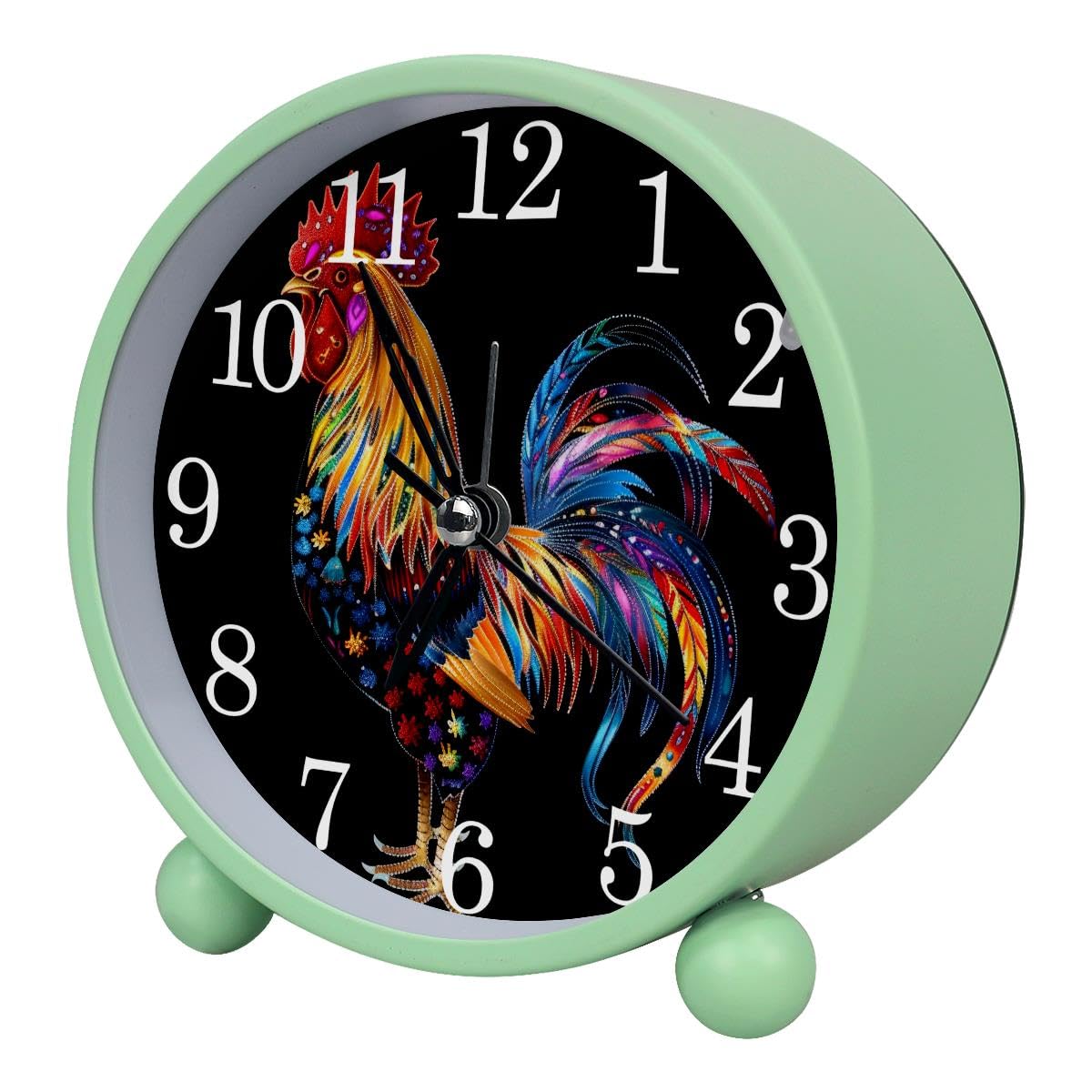 Luoweisi Alarm Clock Colorful Rooster, Silent Non-Ticking with Night Light
