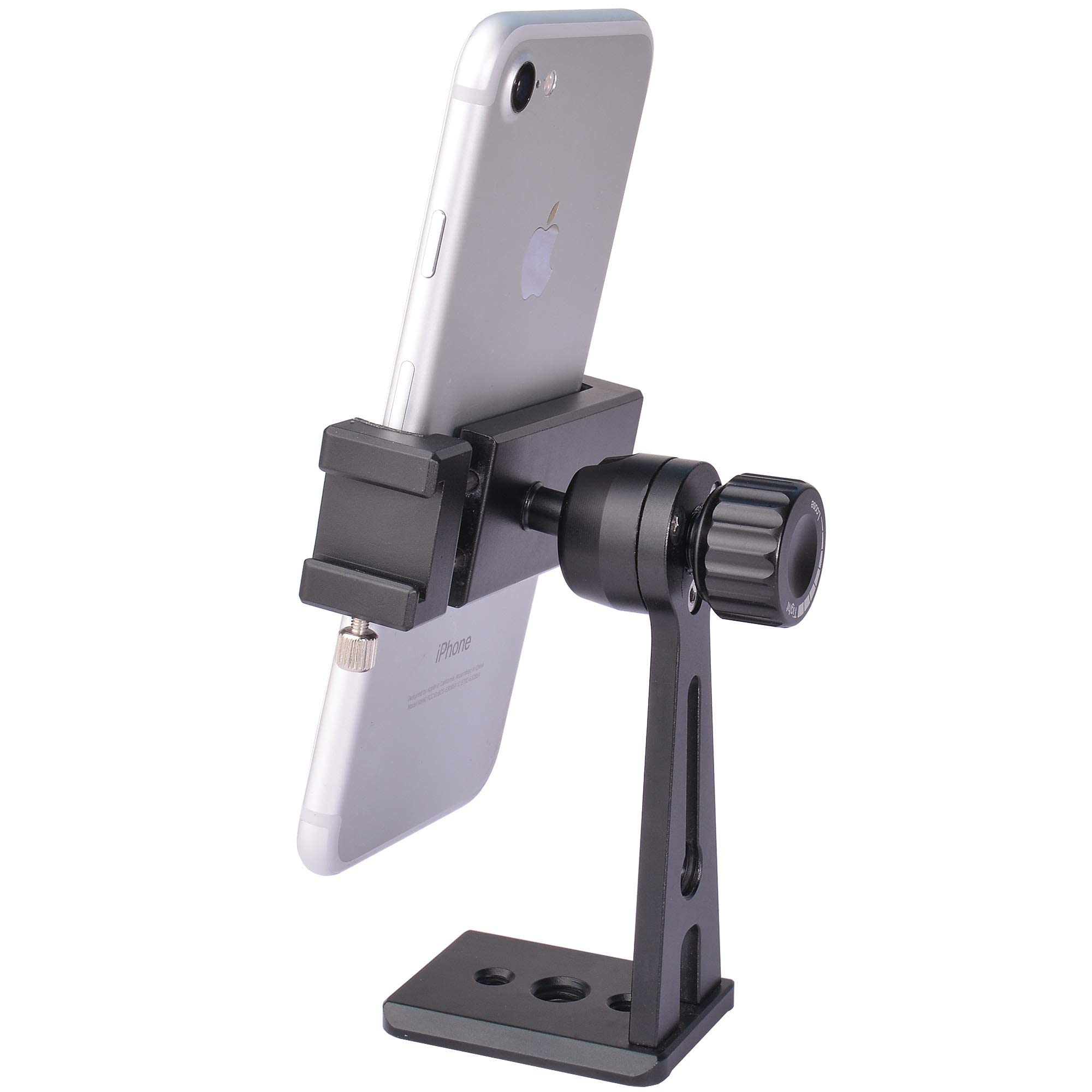 Phone Tripod Mount Adapter with Cold Shoe, Riqiorod Smartphone Tripod  Holder Clip, Metal 360 degree Rotation Vertical Cell Phone Bracket  Compatible
