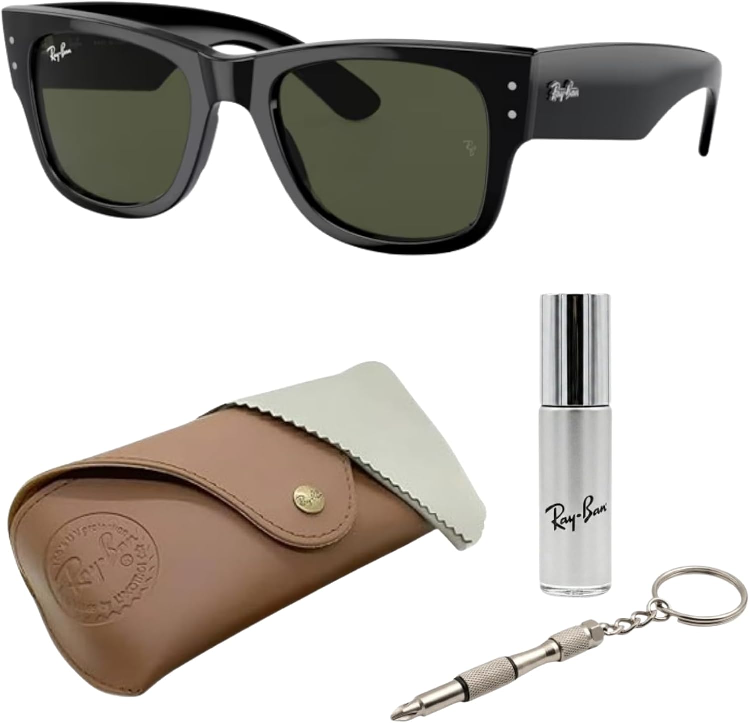 Ray-Ban RB0840SF MEGA WAYFARER LOW BRIDGE FIT Square Shaped Sunglasses for Men & Women with Official RAYBAN Eyewear Kit