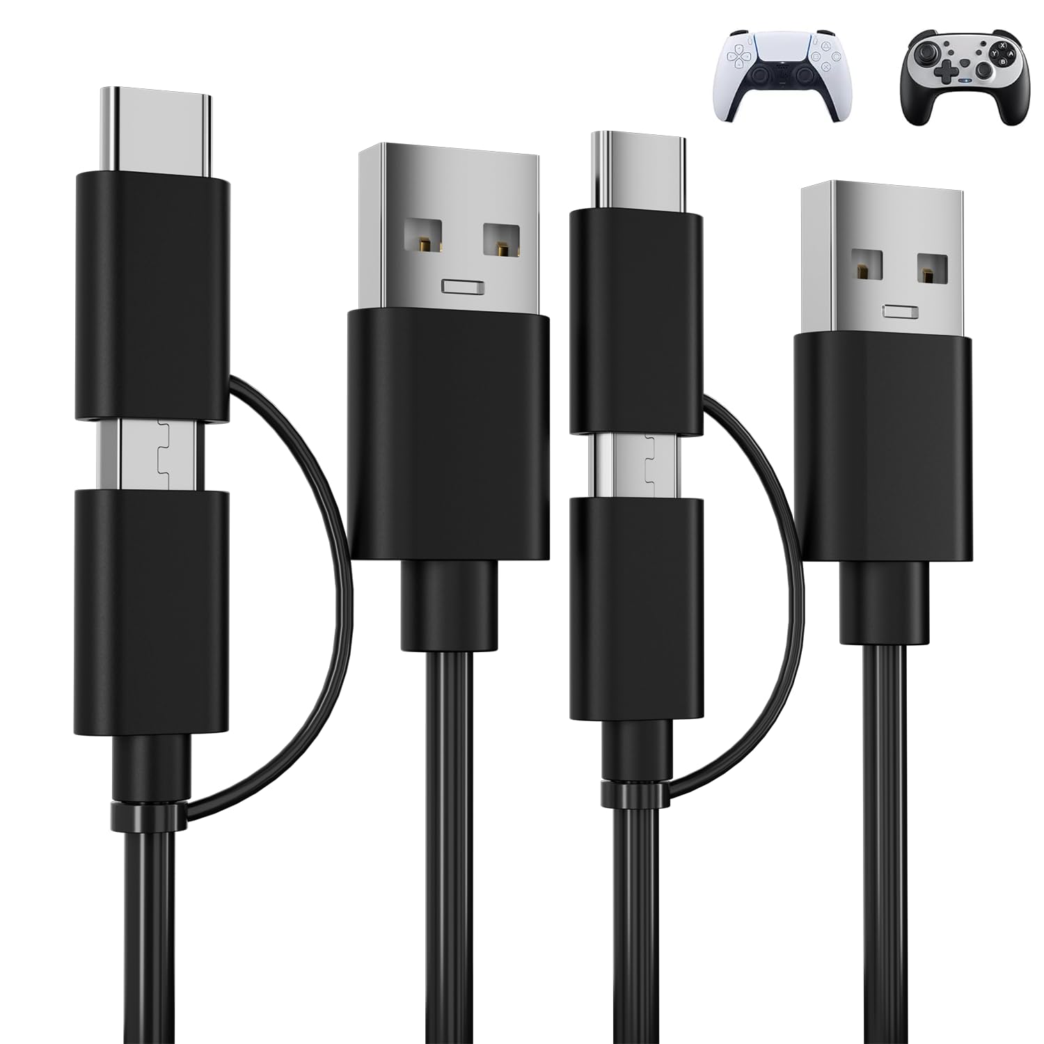 USB C/Micro 2-in-1Charging Cable Compatible with PS5/PS4 Controller, 6Ft Charging Data transmission USB Type C Charger Cord Compatible with PS5 Dual