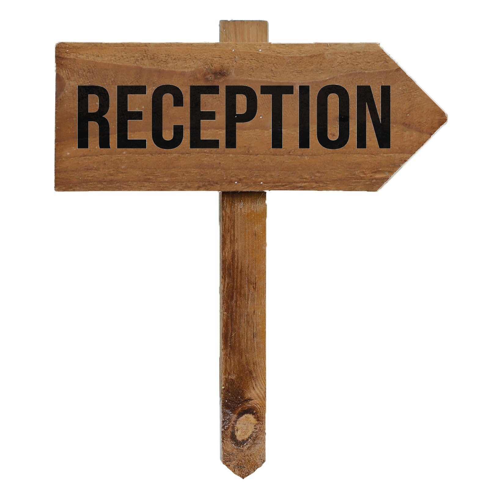 Outdoor Reception Sign with Stake, Wooden Arrow Pointing Right or Left, Wedding Party Pub Shop Garden Sign