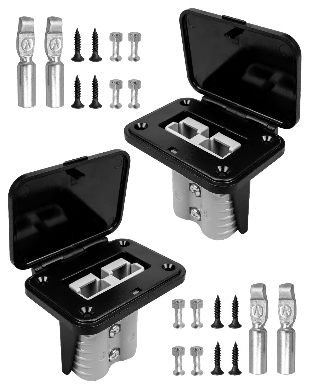 120A Plug Mounting Panel with Cover Fit for Anderson Connectors Flush Mount Recessed Plate, 120A Embedded Plug Installation Panel, 2 Pack