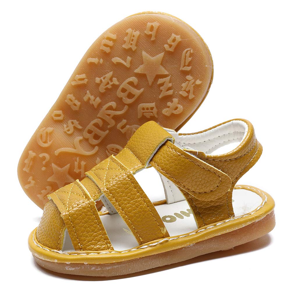 LAFEGEN Baby Boy Girl Squeaky Summer Sandals Non Slip Soft Sole Closed Toe Infant Toddler First Walker Crib Shoes