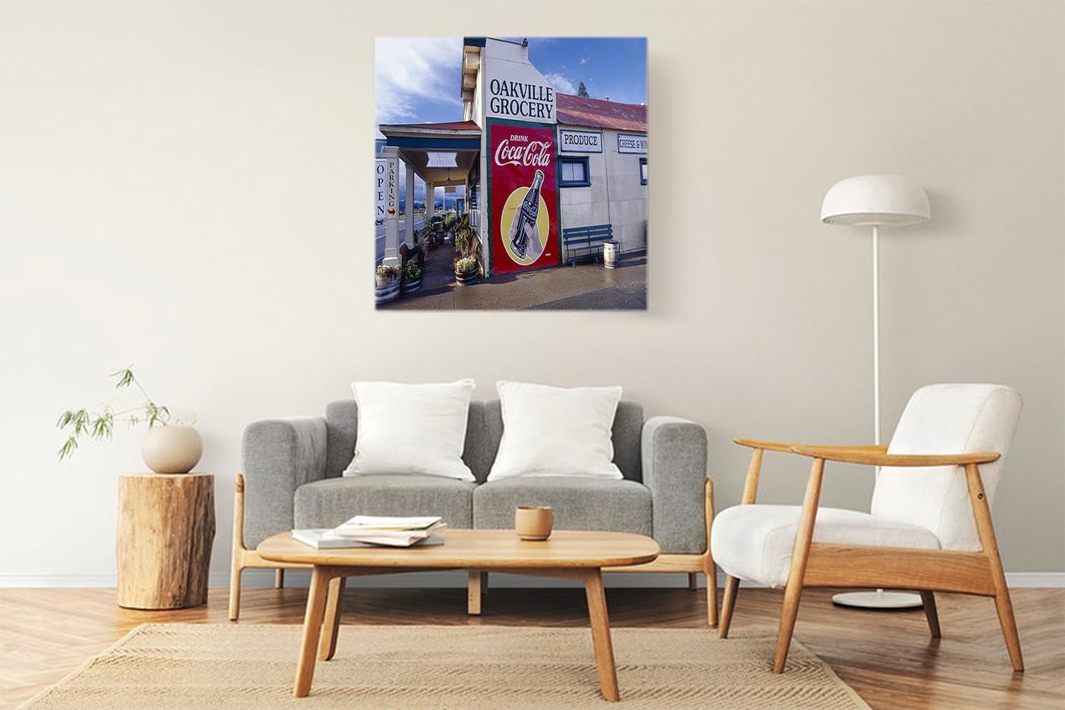 VERRE ART Printed Framed Canvas Painting for Home Decor Office Wall Studio Wall Living Room Decoration (22x22inch Wrapped) - Oakville Grocery Store Napa Valley