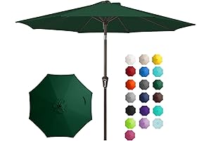 JEAREY 9FT Outdoor Green Patio Umbrella with Push Button Tilt and Crank