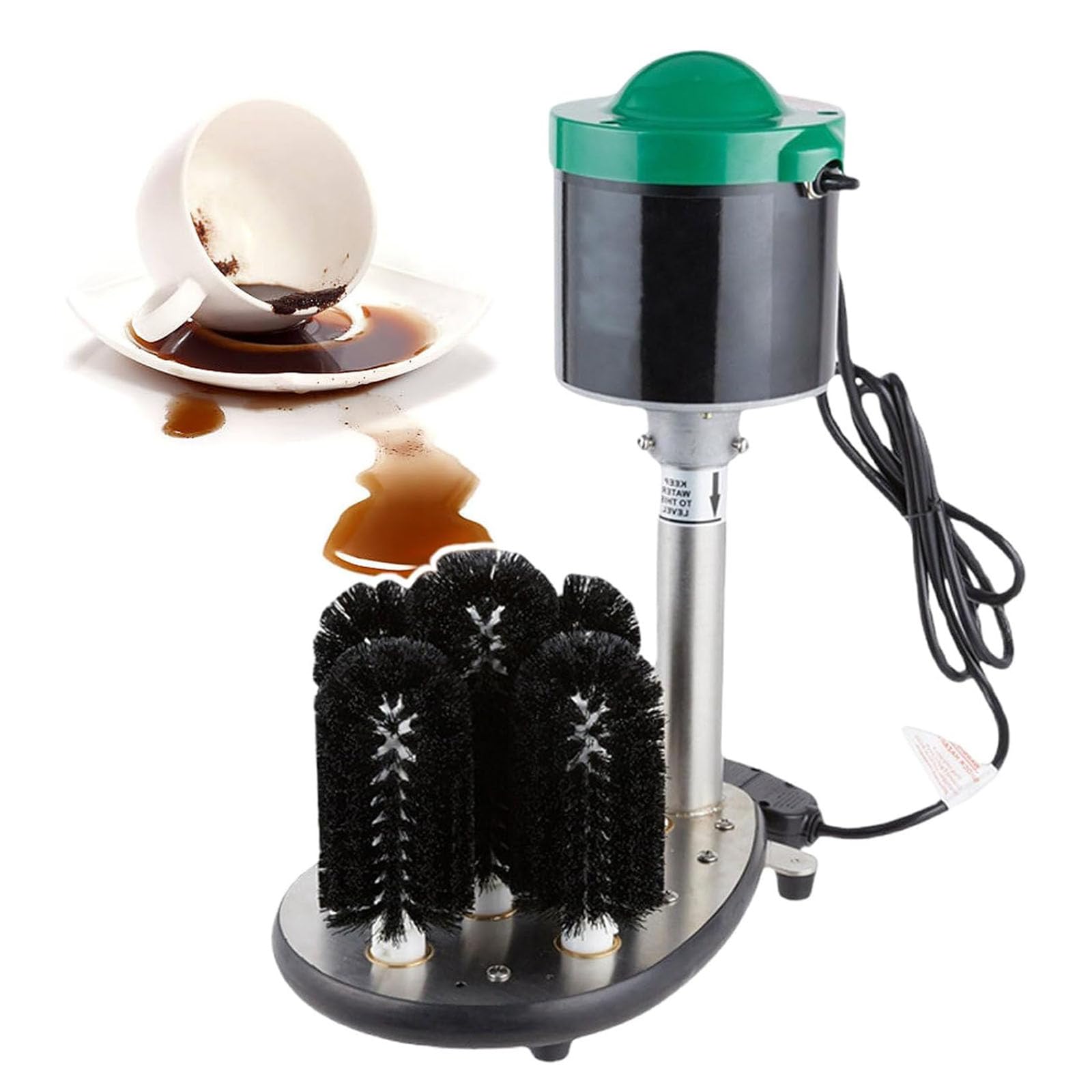 MObyat Lavavasos Eléctrico, Máquina Limpiadora De Copas De Vino con 5 Cabezales, 600 Tazas/h, Limpieza 360° Sin Ángulos Muertos, Diseño Silencioso E Impermeable, para Cafeterías, Restaurantes
