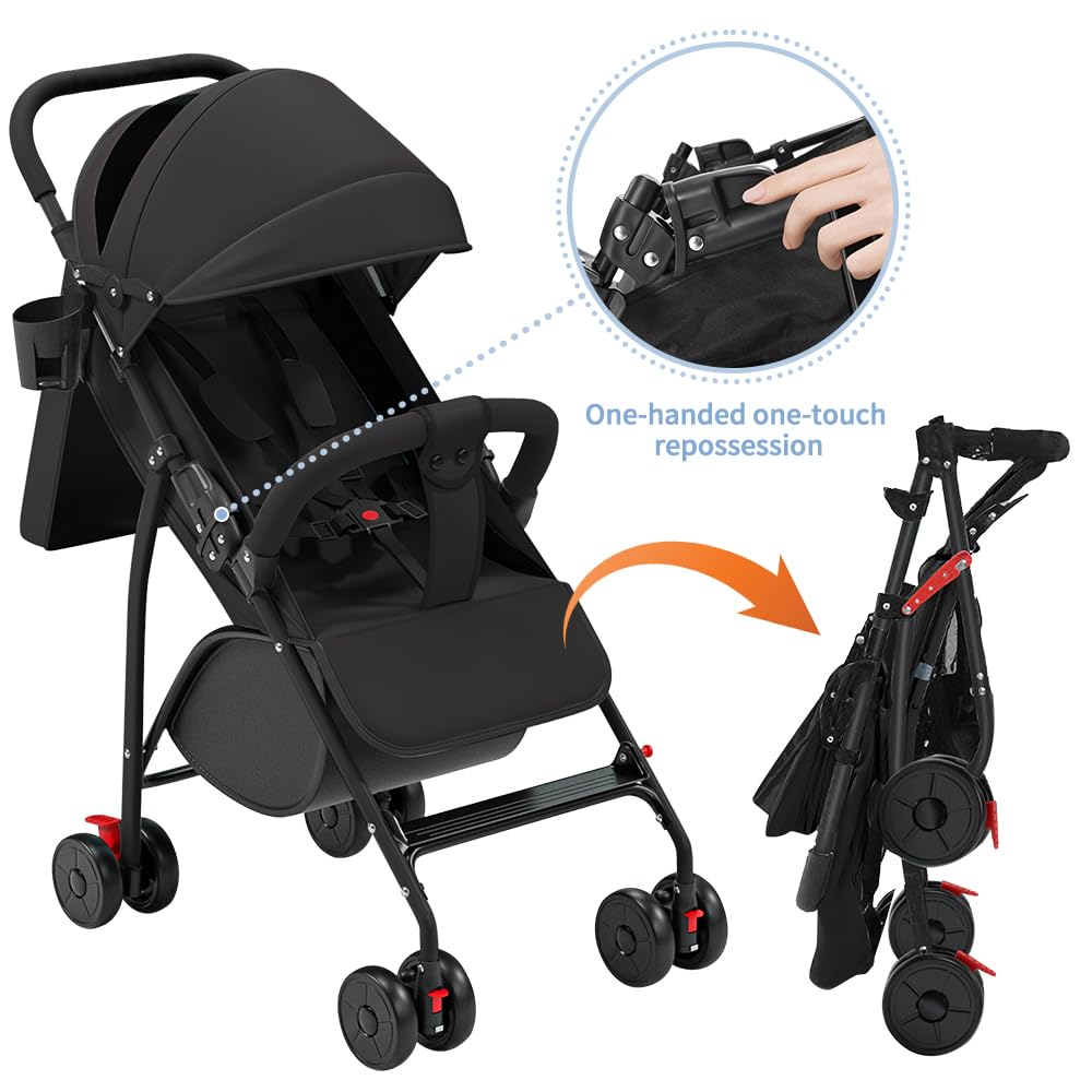 Poussette canne compacte Ingenious Noir 47x72x97cm de la naissance à 4 ans 25 kg