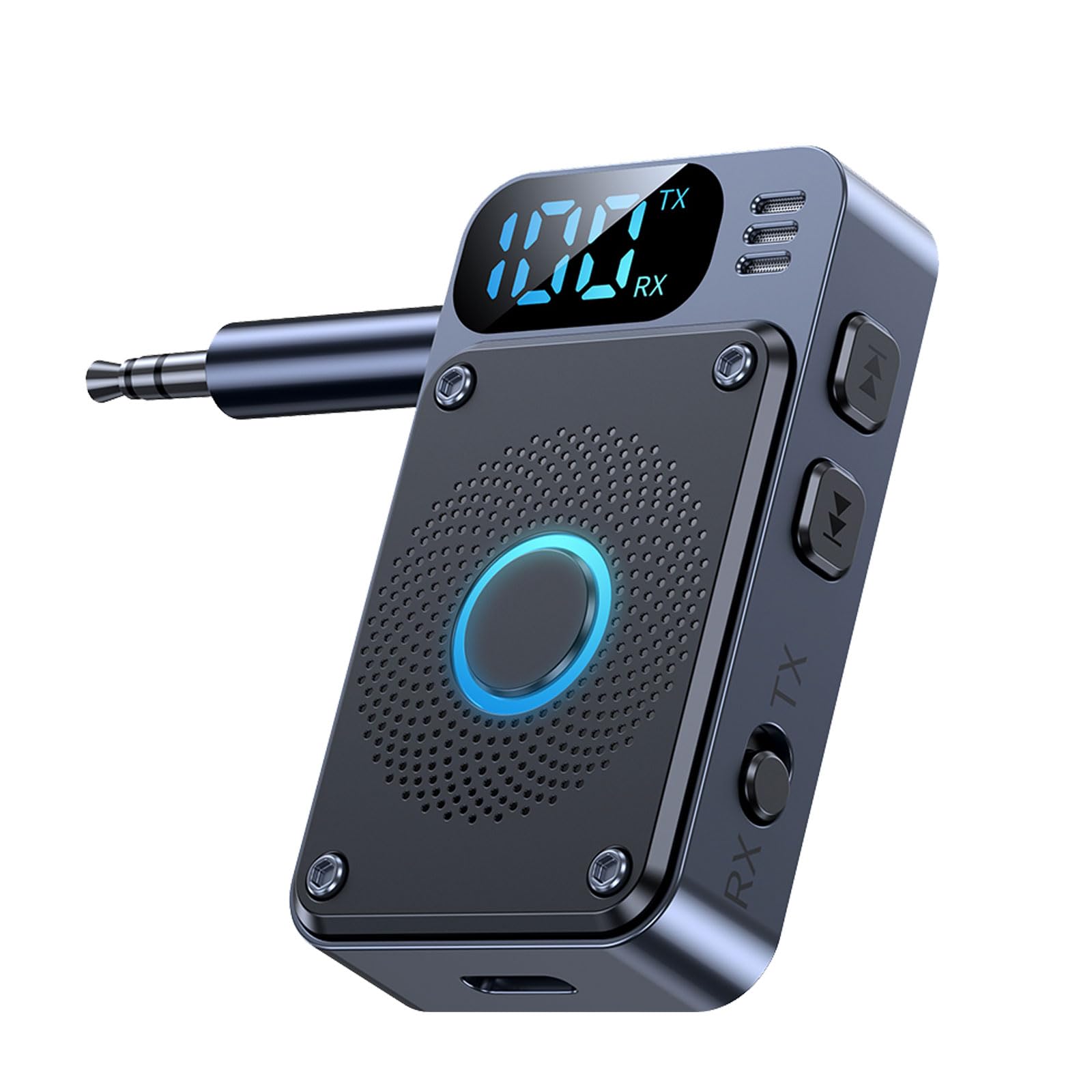 Adattatore Bluetooth V5.4 per TV audio su cuffie, trasmettitore 2 in 1, con jack AUX 3,5 mm e 14 ore di riproduzione