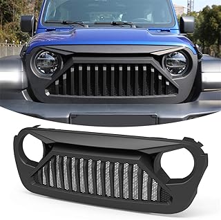 KIWI MASTER Wrangler JL Front Grille Compatible for Jeep Wrangler JL 2018-2023 Gladiator JT Accessories Matte Black Bumper Mesh Grill
