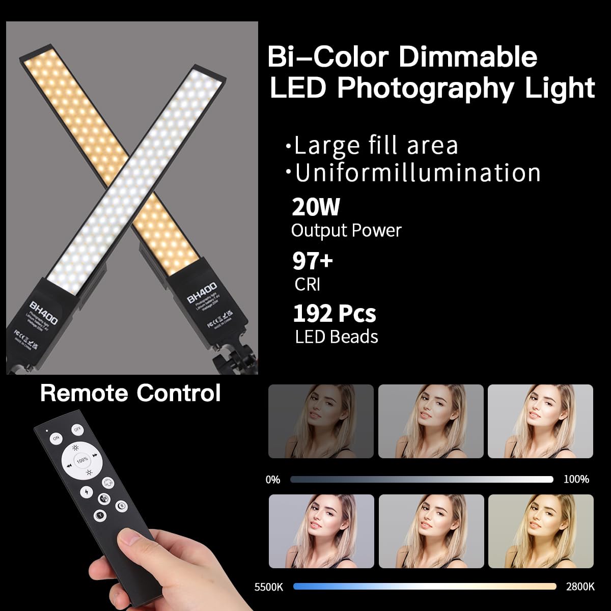 Iluminación de fotografía, kit de barra de luz LED portátil de mano con batería de iones de litio NP-F970, soporte remoto para grabación de video de YouTube, fotografía