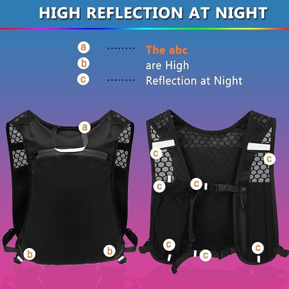 Unisex Running Vest with Phone Holder & Storage Adjustable Hydration Vest Lightweight & Breathable Running Backpack for Running Cycling Hiking - Reflective Running Vest for Women Men