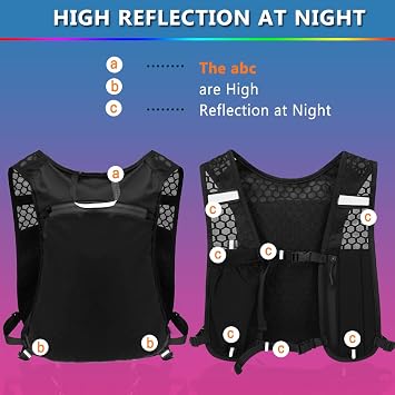Unisex Running Vest with Phone Holder & Storage Adjustable Hydration Vest Lightweight & Breathable Running Backpack for Running Cycling Hiking - Reflective Running Vest for Women Men