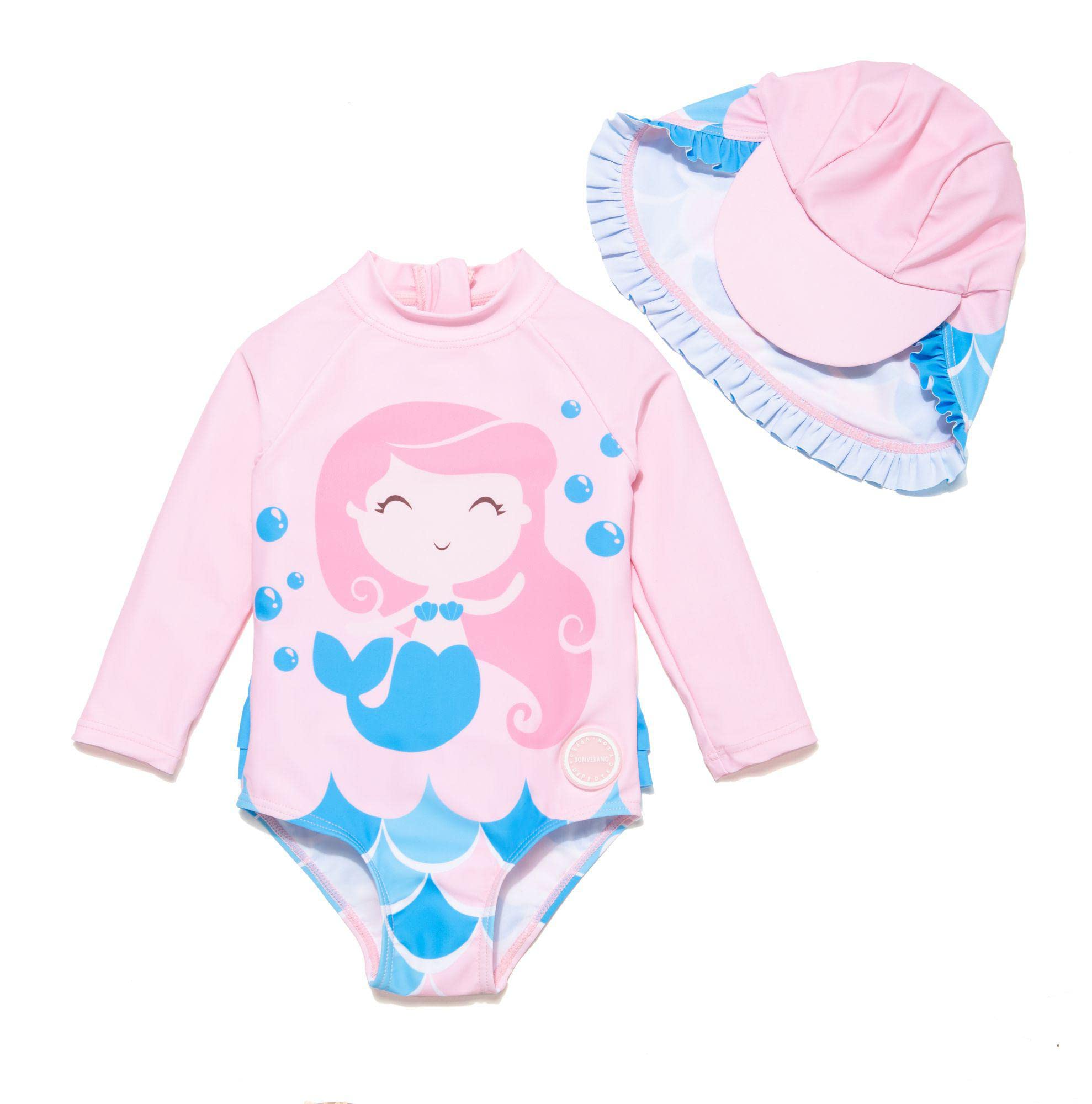 BONVERANO Bañador de una Pieza de Manga Larga para bebé niña protección UV 50+